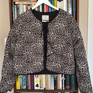 Stoosh Leopard-Print Tie-Front Light Quilted Jacket